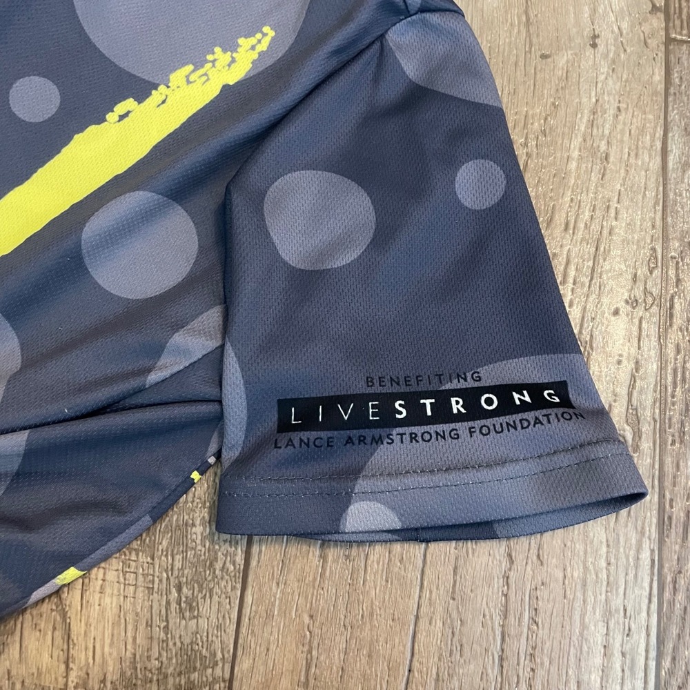 Livestrong Lance Armstrong Foundation Cycling Jersey Mens Medium Grey‎ Yellow - Picture 3 of 9